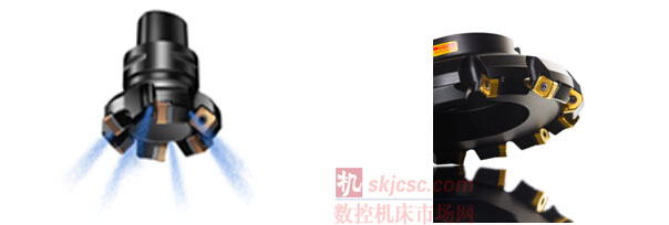 图1 – 带内冷却液孔的CoroMill 345适用于直径高达125mm的刀具。