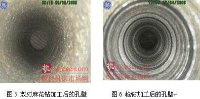 图5 双刃麻花钻加工后的孔壁